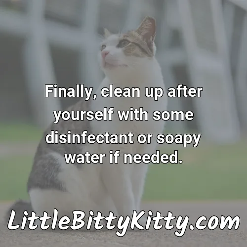 Finally, clean up after yourself with some disinfectant or soapy water if needed.