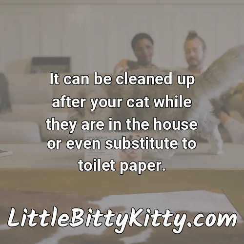 It can be cleaned up after your cat while they are in the house or even substitute to toilet paper.
