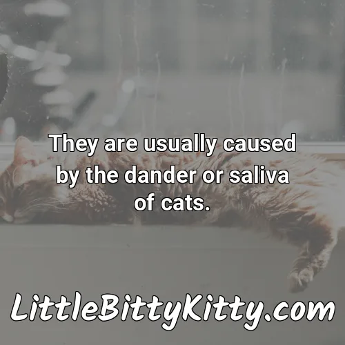 They are usually caused by the dander or saliva of cats.