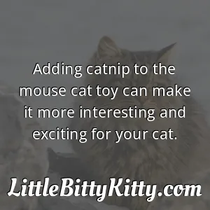 Adding catnip to the mouse cat toy can make it more interesting and exciting for your cat.