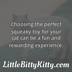 Choosing the perfect squeaky toy for your cat can be a fun and rewarding experience.