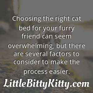 Choosing the right cat bed for your furry friend can seem overwhelming, but there are several factors to consider to make the process easier.