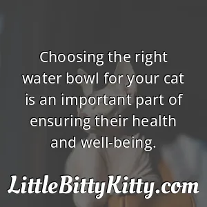 Choosing the right water bowl for your cat is an important part of ensuring their health and well-being.
