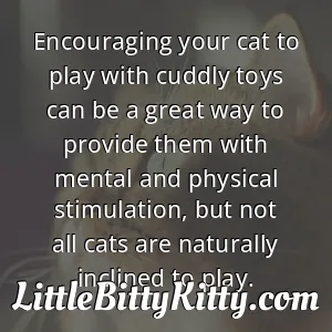 Encouraging your cat to play with cuddly toys can be a great way to provide them with mental and physical stimulation, but not all cats are naturally inclined to play.