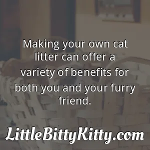 Making your own cat litter can offer a variety of benefits for both you and your furry friend.