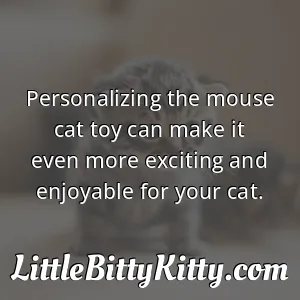 Personalizing the mouse cat toy can make it even more exciting and enjoyable for your cat.