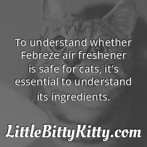 To understand whether Febreze air freshener is safe for cats, it's essential to understand its ingredients.