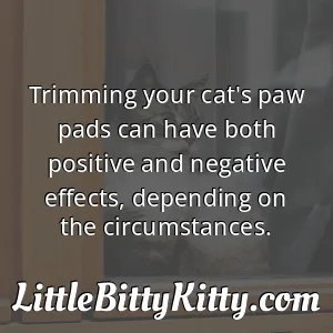 Trimming your cat's paw pads can have both positive and negative effects, depending on the circumstances.