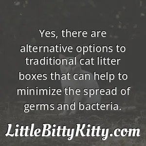 Yes, there are alternative options to traditional cat litter boxes that can help to minimize the spread of germs and bacteria.