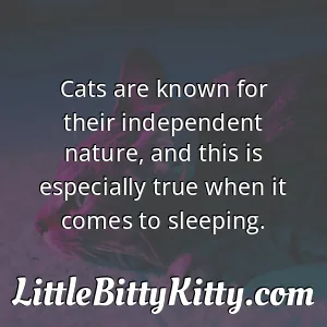 Cats are known for their independent nature, and this is especially true when it comes to sleeping.