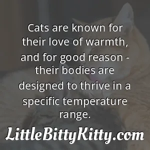Cats are known for their love of warmth, and for good reason - their bodies are designed to thrive in a specific temperature range.