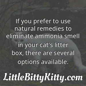 If you prefer to use natural remedies to eliminate ammonia smell in your cat's litter box, there are several options available.