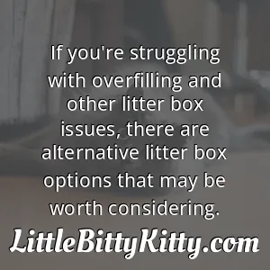 If you're struggling with overfilling and other litter box issues, there are alternative litter box options that may be worth considering.
