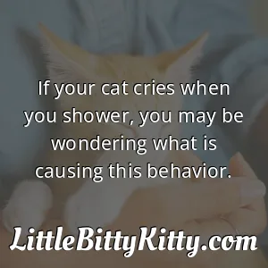 If your cat cries when you shower, you may be wondering what is causing this behavior.