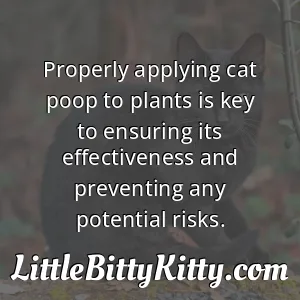 Properly applying cat poop to plants is key to ensuring its effectiveness and preventing any potential risks.