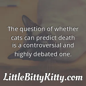 The question of whether cats can predict death is a controversial and highly debated one.