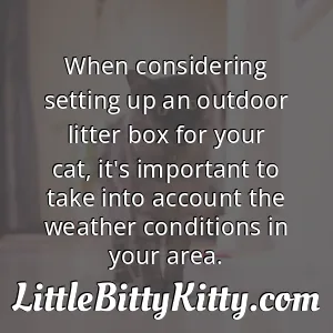 When considering setting up an outdoor litter box for your cat, it's important to take into account the weather conditions in your area.