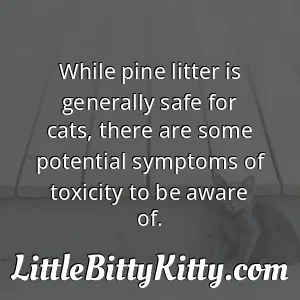 While pine litter is generally safe for cats, there are some potential symptoms of toxicity to be aware of.