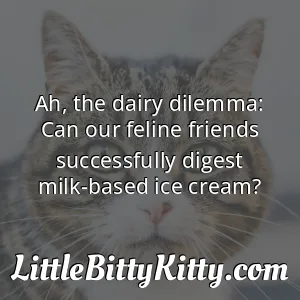 Ah, the dairy dilemma: Can our feline friends successfully digest milk-based ice cream?