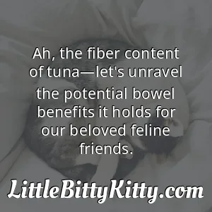 Ah, the fiber content of tuna—let's unravel the potential bowel benefits it holds for our beloved feline friends.