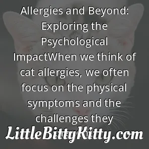 Allergies and Beyond: Exploring the Psychological ImpactWhen we think of cat allergies, we often focus on the physical symptoms and the challenges they present.