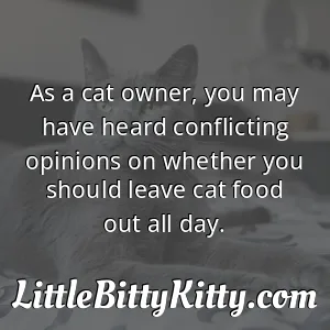 As a cat owner, you may have heard conflicting opinions on whether you should leave cat food out all day.
