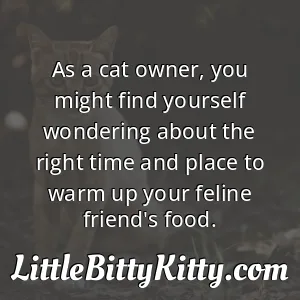 As a cat owner, you might find yourself wondering about the right time and place to warm up your feline friend's food.