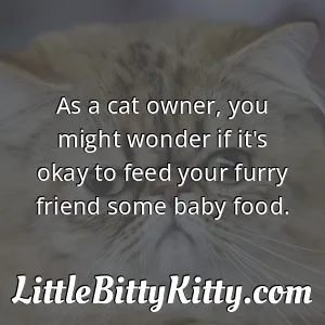 As a cat owner, you might wonder if it's okay to feed your furry friend some baby food.