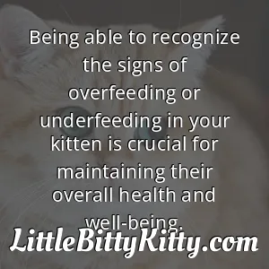 Being able to recognize the signs of overfeeding or underfeeding in your kitten is crucial for maintaining their overall health and well-being.
