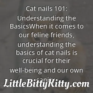 Cat nails 101: Understanding the BasicsWhen it comes to our feline friends, understanding the basics of cat nails is crucial for their well-being and our own sanity.