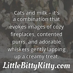 Cats and milk – it's a combination that evokes images of cozy fireplaces, contented purrs, and adorable whiskers gently lapping up a creamy treat.