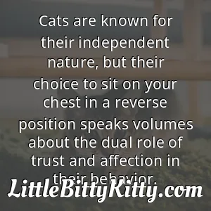 Cats are known for their independent nature, but their choice to sit on your chest in a reverse position speaks volumes about the dual role of trust and affection in their behavior.