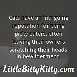 Cats have an intriguing reputation for being picky eaters, often leaving their owners scratching their heads in bewilderment.