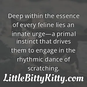 Deep within the essence of every feline lies an innate urge—a primal instinct that drives them to engage in the rhythmic dance of scratching.