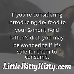 If you're considering introducing dry food to your 2-month-old kitten's diet, you may be wondering if it's safe for them to consume.