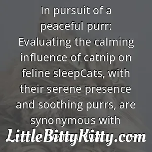 In pursuit of a peaceful purr: Evaluating the calming influence of catnip on feline sleepCats, with their serene presence and soothing purrs, are synonymous with tranquility.