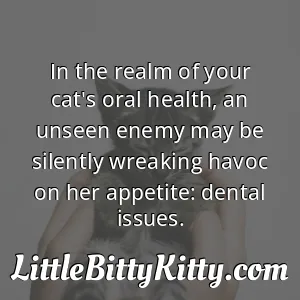 In the realm of your cat's oral health, an unseen enemy may be silently wreaking havoc on her appetite: dental issues.