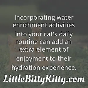 Incorporating water enrichment activities into your cat's daily routine can add an extra element of enjoyment to their hydration experience.