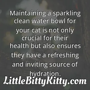 Maintaining a sparkling clean water bowl for your cat is not only crucial for their health but also ensures they have a refreshing and inviting source of hydration.