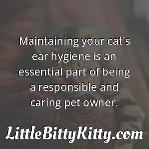 Maintaining your cat's ear hygiene is an essential part of being a responsible and caring pet owner.