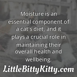 Moisture is an essential component of a cat's diet, and it plays a crucial role in maintaining their overall health and wellbeing.