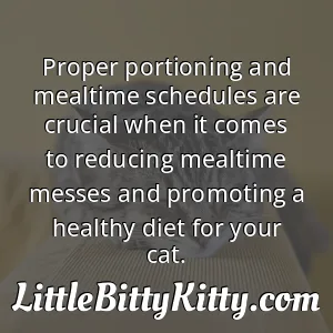 Proper portioning and mealtime schedules are crucial when it comes to reducing mealtime messes and promoting a healthy diet for your cat.