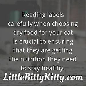 Reading labels carefully when choosing dry food for your cat is crucial to ensuring that they are getting the nutrition they need to stay healthy.