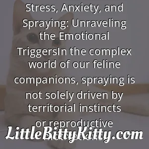 Stress, Anxiety, and Spraying: Unraveling the Emotional TriggersIn the complex world of our feline companions, spraying is not solely driven by territorial instincts or reproductive motivations.