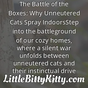 The Battle of the Boxes: Why Unneutered Cats Spray IndoorsStep into the battleground of our cozy homes, where a silent war unfolds between unneutered cats and their instinctual drive to spray.