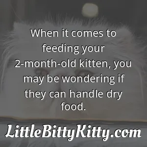 When it comes to feeding your 2-month-old kitten, you may be wondering if they can handle dry food.