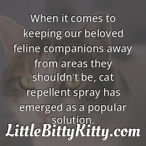 When it comes to keeping our beloved feline companions away from areas they shouldn't be, cat repellent spray has emerged as a popular solution.