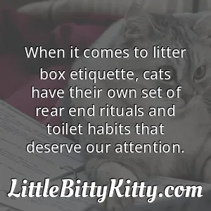 When it comes to litter box etiquette, cats have their own set of rear end rituals and toilet habits that deserve our attention.