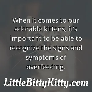 When it comes to our adorable kittens, it's important to be able to recognize the signs and symptoms of overfeeding.