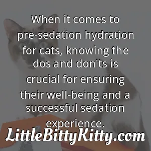 When it comes to pre-sedation hydration for cats, knowing the dos and don'ts is crucial for ensuring their well-being and a successful sedation experience.